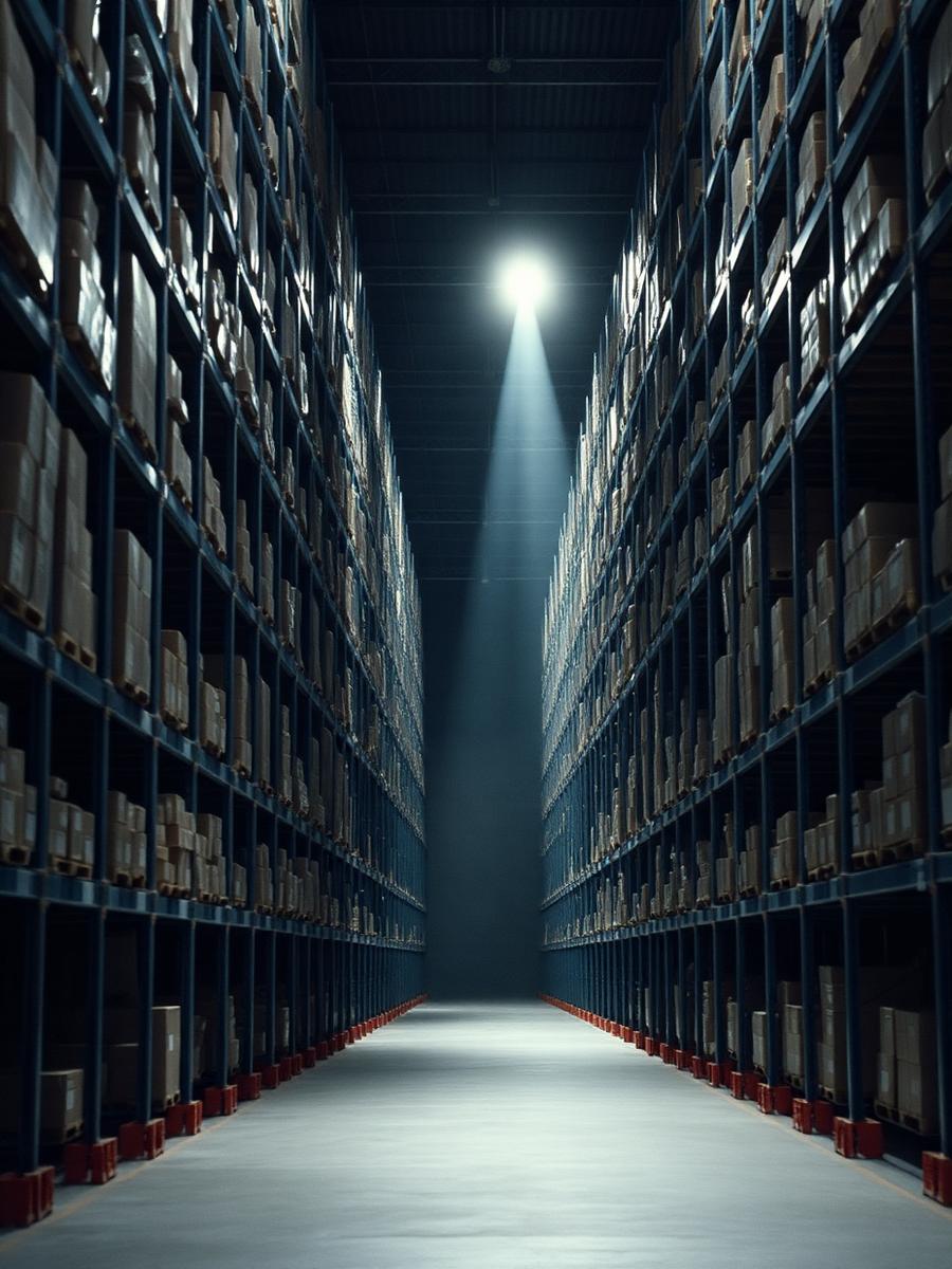 A distribution warehouse aisle